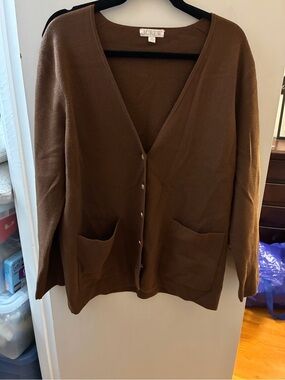 J. Crew Brown Button-Front V-Neck Cardigan - Medium
